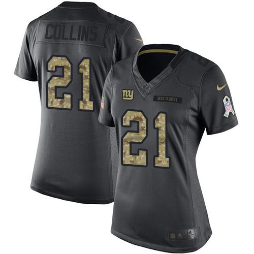 Nike Giants #21 Landon Collins Black Women's Stitched NFL Limited 2016 Salute to Service Jersey